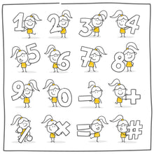 Laden Sie das Bild in den Galerie-Viewer, Strichfiguren Die Gelben Frauchen Zahlen