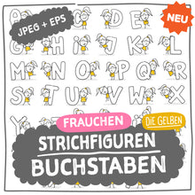 Laden Sie das Bild in den Galerie-Viewer, Frauchen Strichfiguren die Gelben Buchstaben