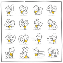 Laden Sie das Bild in den Galerie-Viewer, Strichfiguren Die Gelben Zahlen
