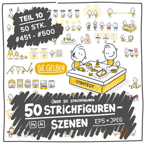 50 Strichfiguren und Strichmännchen in einem Set/Bundle für dein Business!