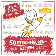 Laden Sie das Bild in den Galerie-Viewer, 50 Strichfiguren und Strichmännchen in einem Set/Bundle für dein Business!

