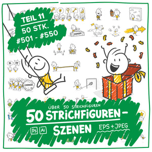 50 Strichfiguren und Strichmännchen in einem Set/Bundle für dein Business!