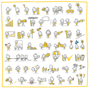 50 Strichfiguren und Strichmännchen in einem Set/Bundle für dein Business!