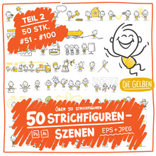 Laden Sie das Bild in den Galerie-Viewer, 50 Strichfiguren und Strichmännchen in einem Set/Bundle für dein Business!
