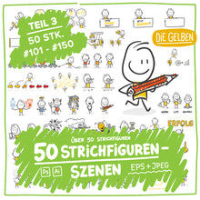 Laden Sie das Bild in den Galerie-Viewer, 50 Strichfiguren und Strichmännchen in einem Set/Bundle für dein Business!
