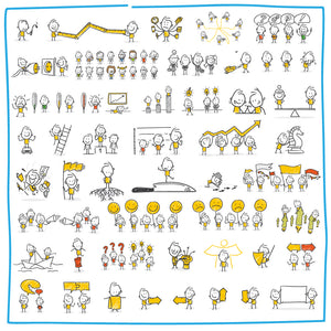 50 Strichfiguren und Strichmännchen in einem Set/Bundle für dein Business!