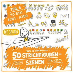 50 Strichfiguren und Strichmännchen in einem Set/Bundle für dein Business!