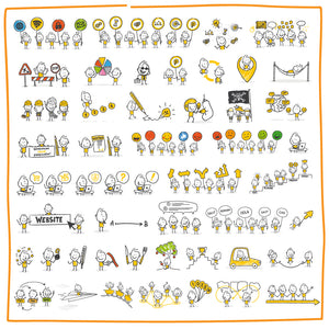 50 Strichfiguren und Strichmännchen in einem Set/Bundle für dein Business!