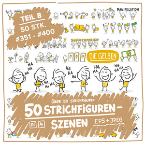 50 Strichfiguren und Strichmännchen in einem Set/Bundle für dein Business!
